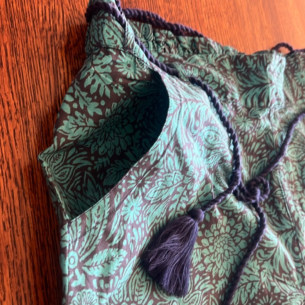 NWOT Sundance Vibrant Reef Pants Floral Scroll Turquoise Blue Purple SZ M 8-10 - Picture 14 of 16
